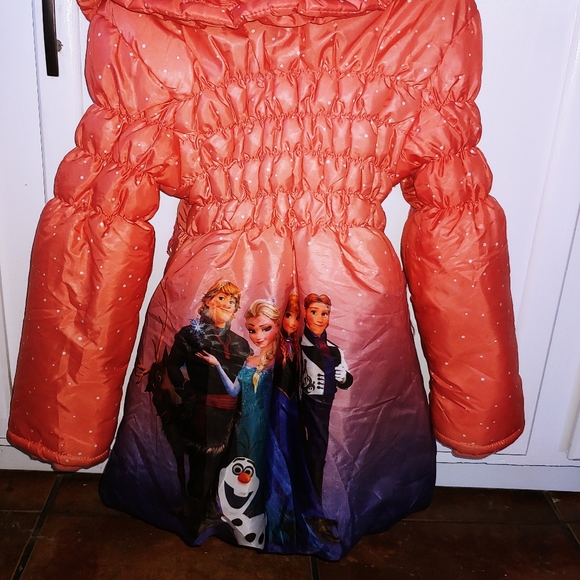 Frozen Winter Jacket warm Lined down . frozen Images on Front & Back sz 6 - Picture 3 of 9